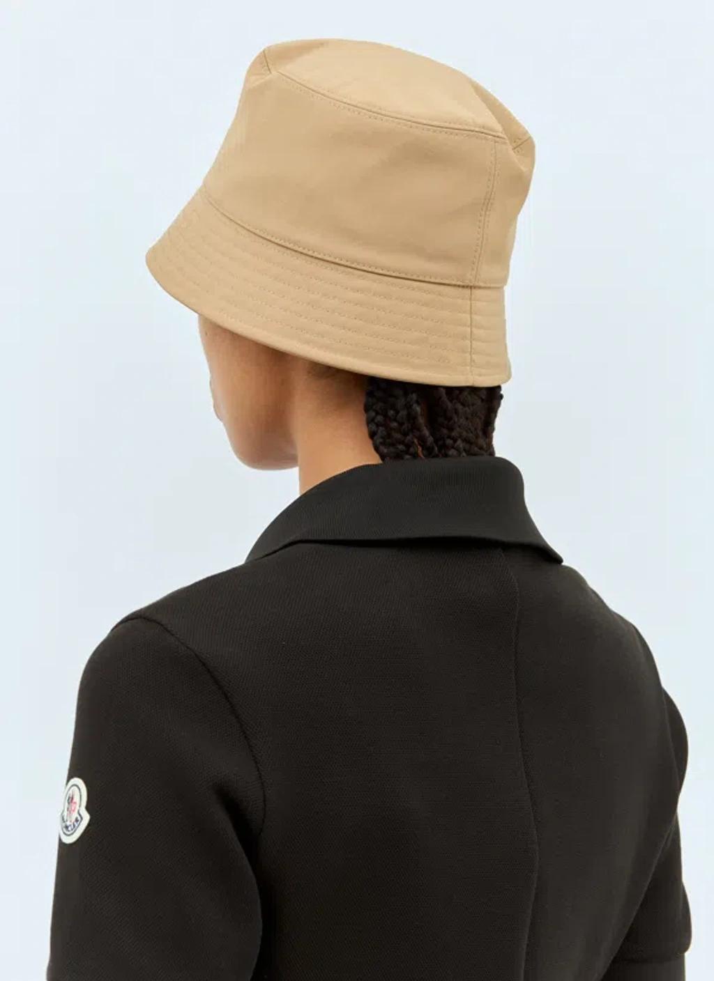 MONCLER Logo Patch Narrow Brim Bucket Hat In Beige Product Image