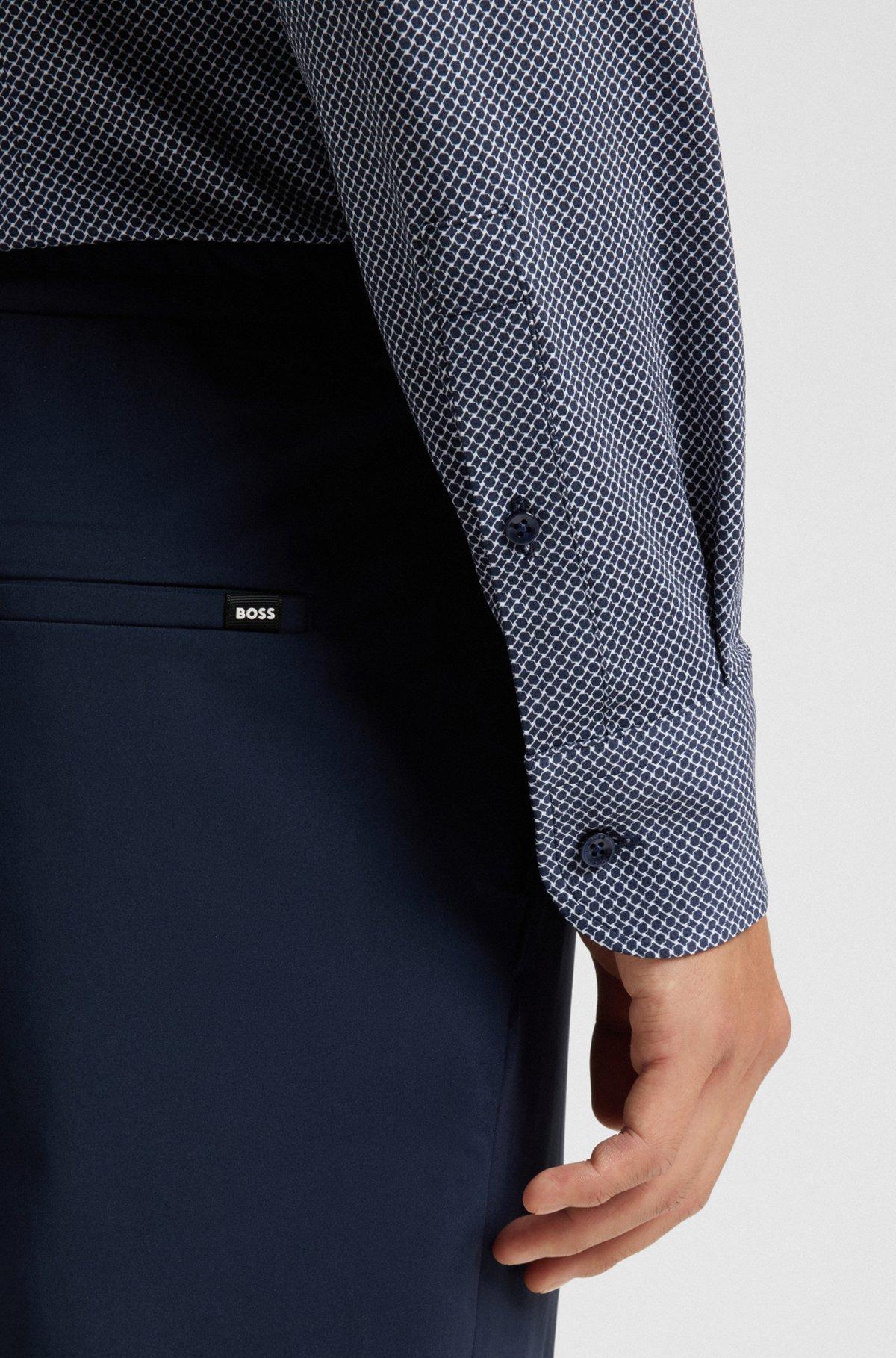 Printed slim-fit shirt in Italian-made performance-stretch jersey Product Image