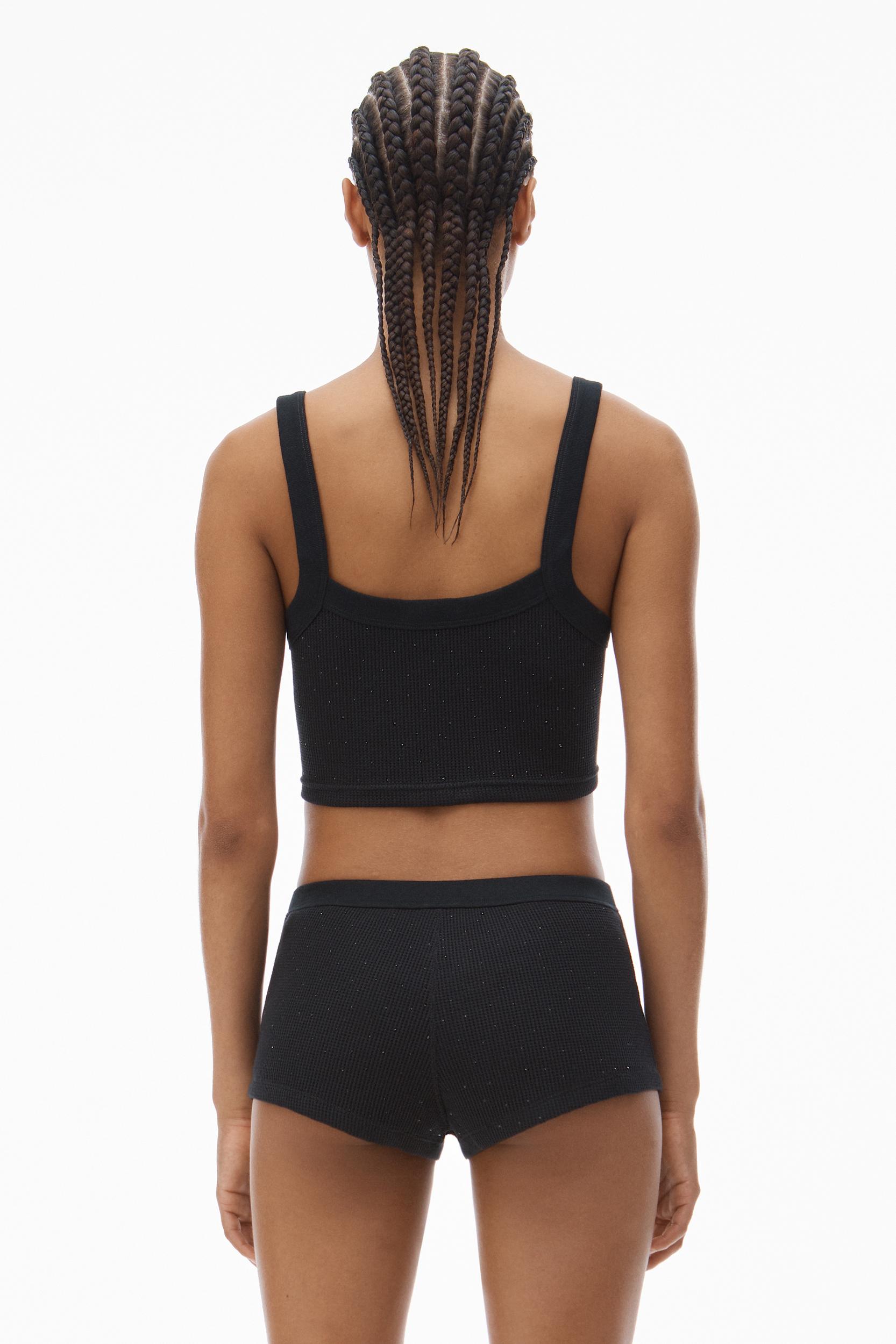 Crystal Hotfix Cropped Camisole In Waffle Knit Product Image