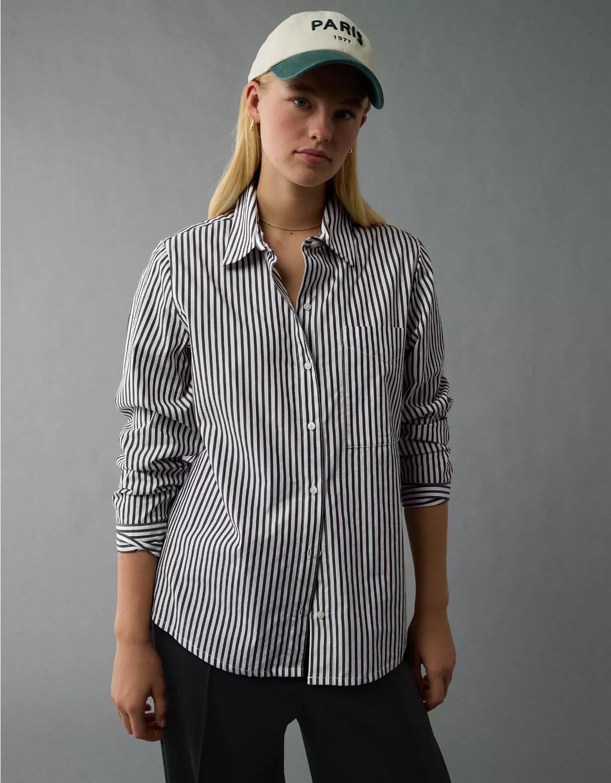 AE Long-Sleeve Button-Up Shirt Product Image