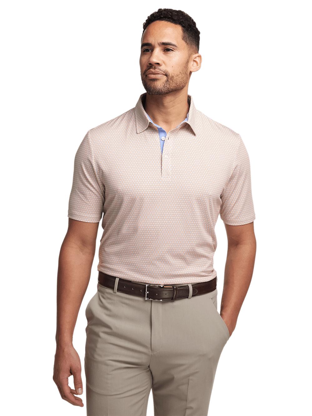 Performance Blend Three Button Polo - Orange Multi Product Image