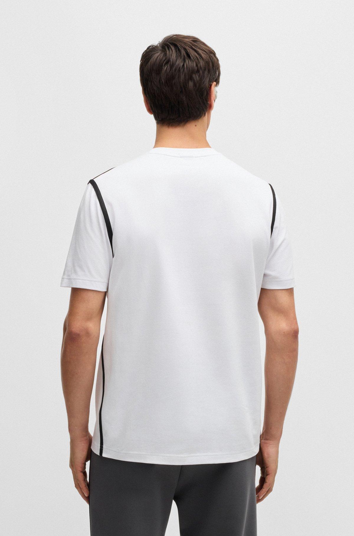Stretch-cotton T-shirt with tape trims Product Image