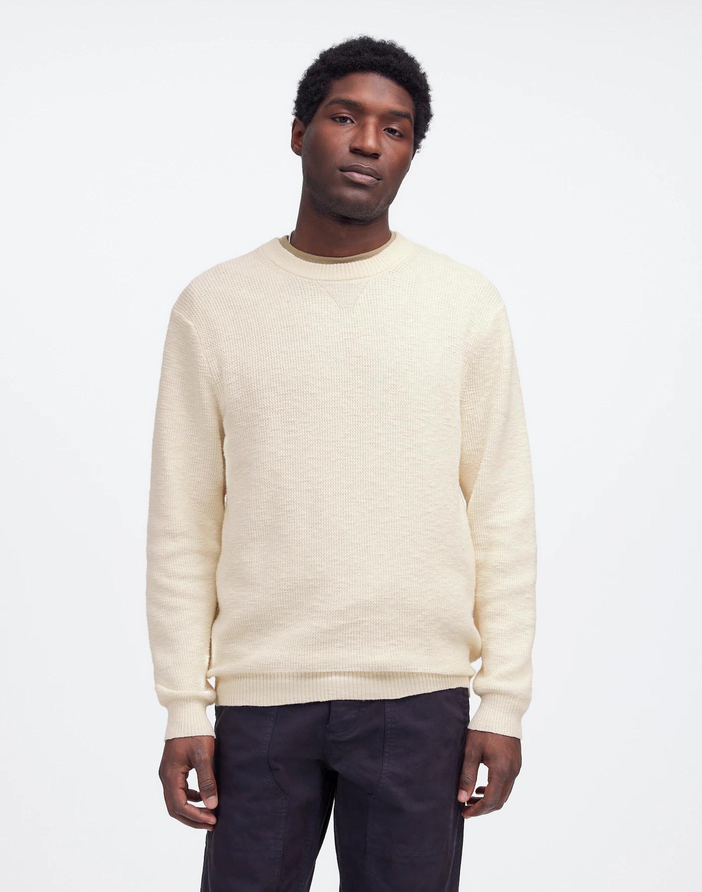 Waffle-Knit Crewneck Sweater Product Image