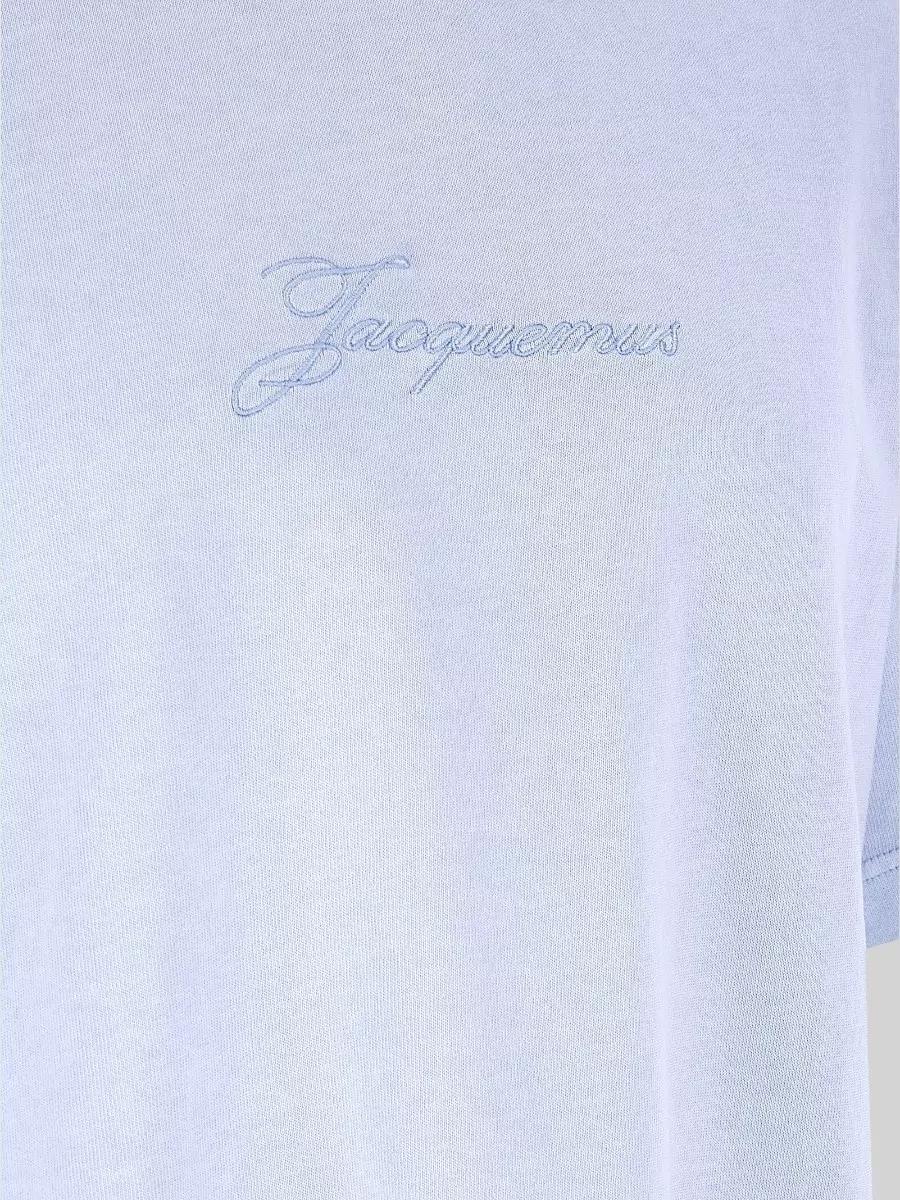 JACQUEMUS Mens Blue Pigmento Log-embroidered Cotton T-shirt Xl Product Image