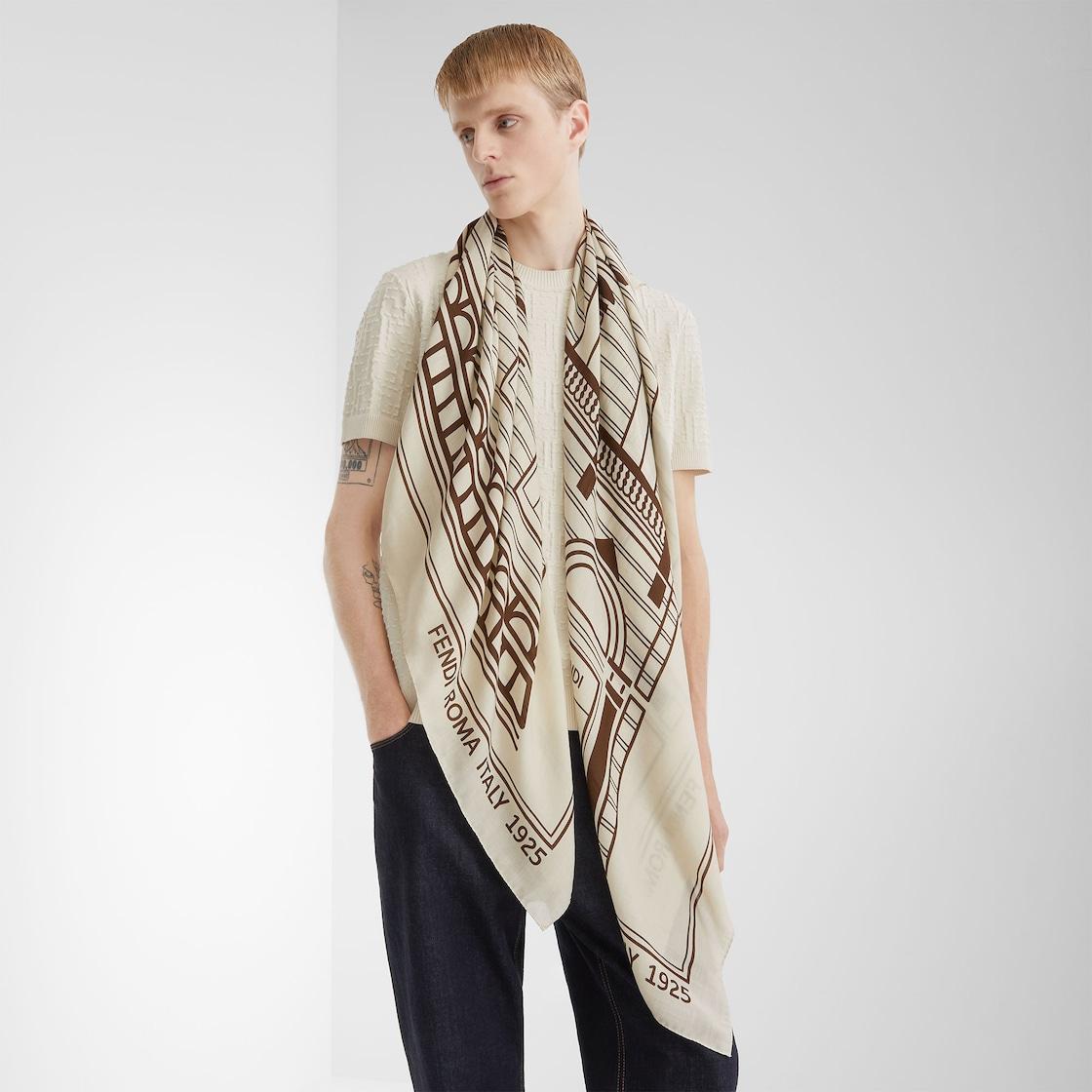 ShawlBeige wool, cotton and silk shawl Product Image