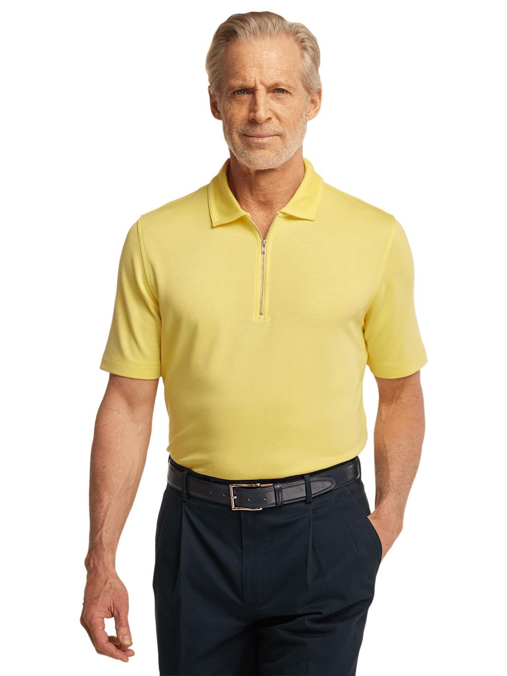 Lyocell Blend Quarter Zip Polo - Yellow Product Image