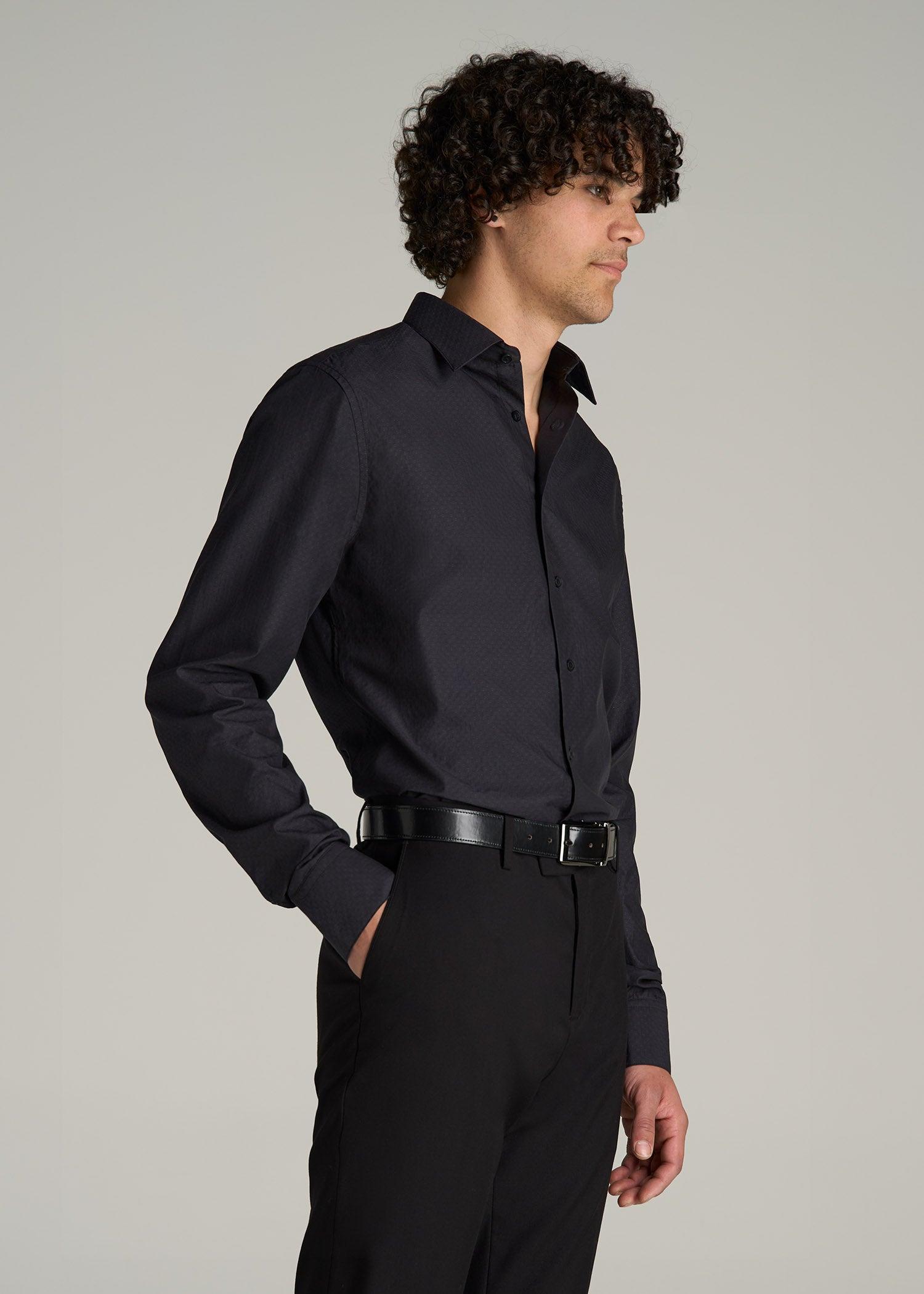 Premium Dress Shirt for Tall Men in Black Diamond Male Product Image