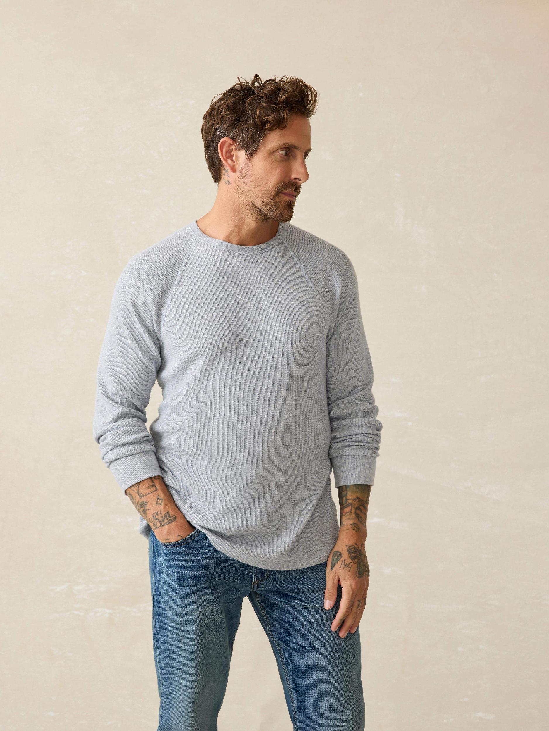 Long-Sleeve Cloud Waffle Crew - Frosty Slate Heather Male Product Image