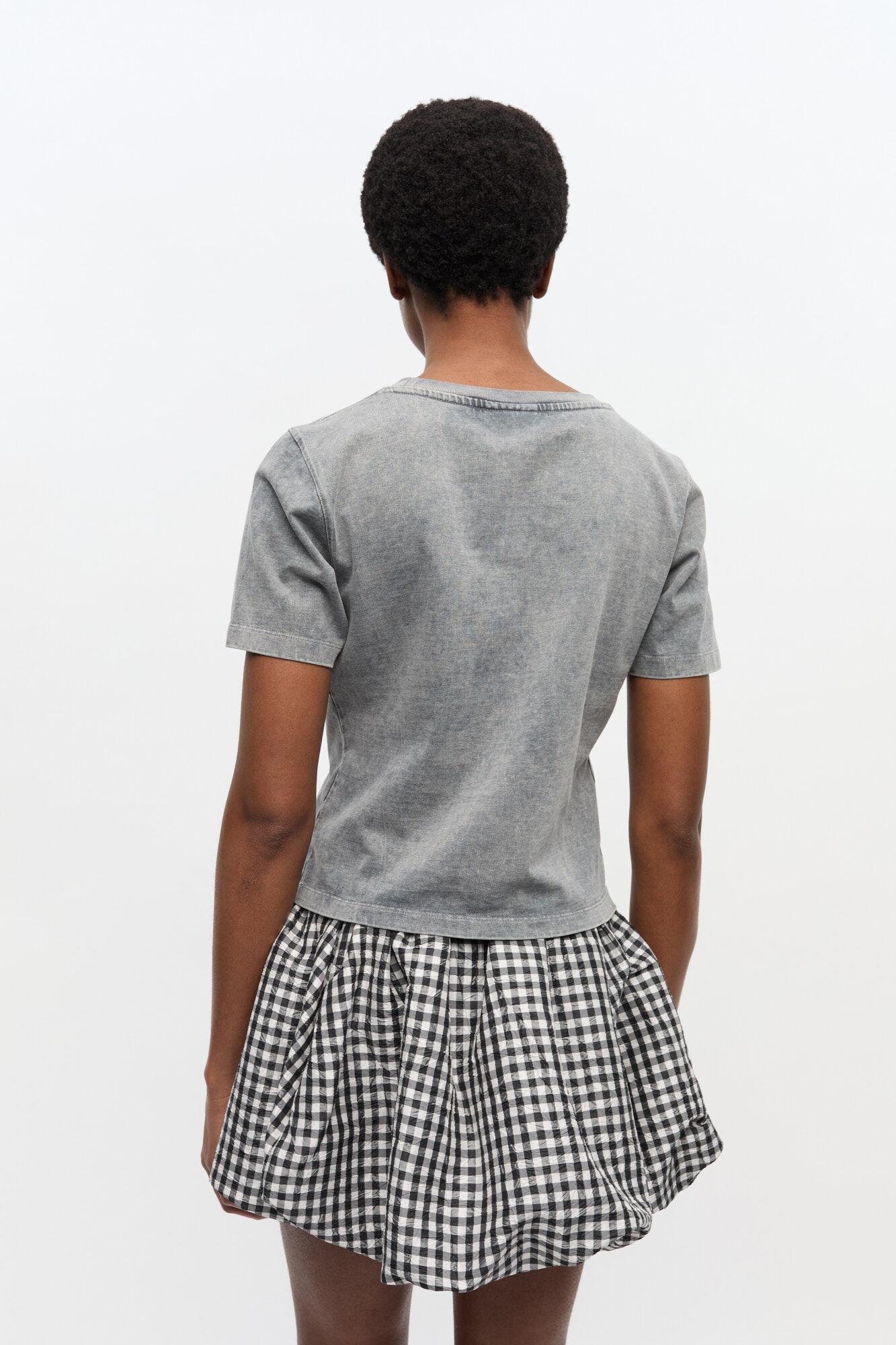 Grey Washed Heart Cropped T-shirt Product Image