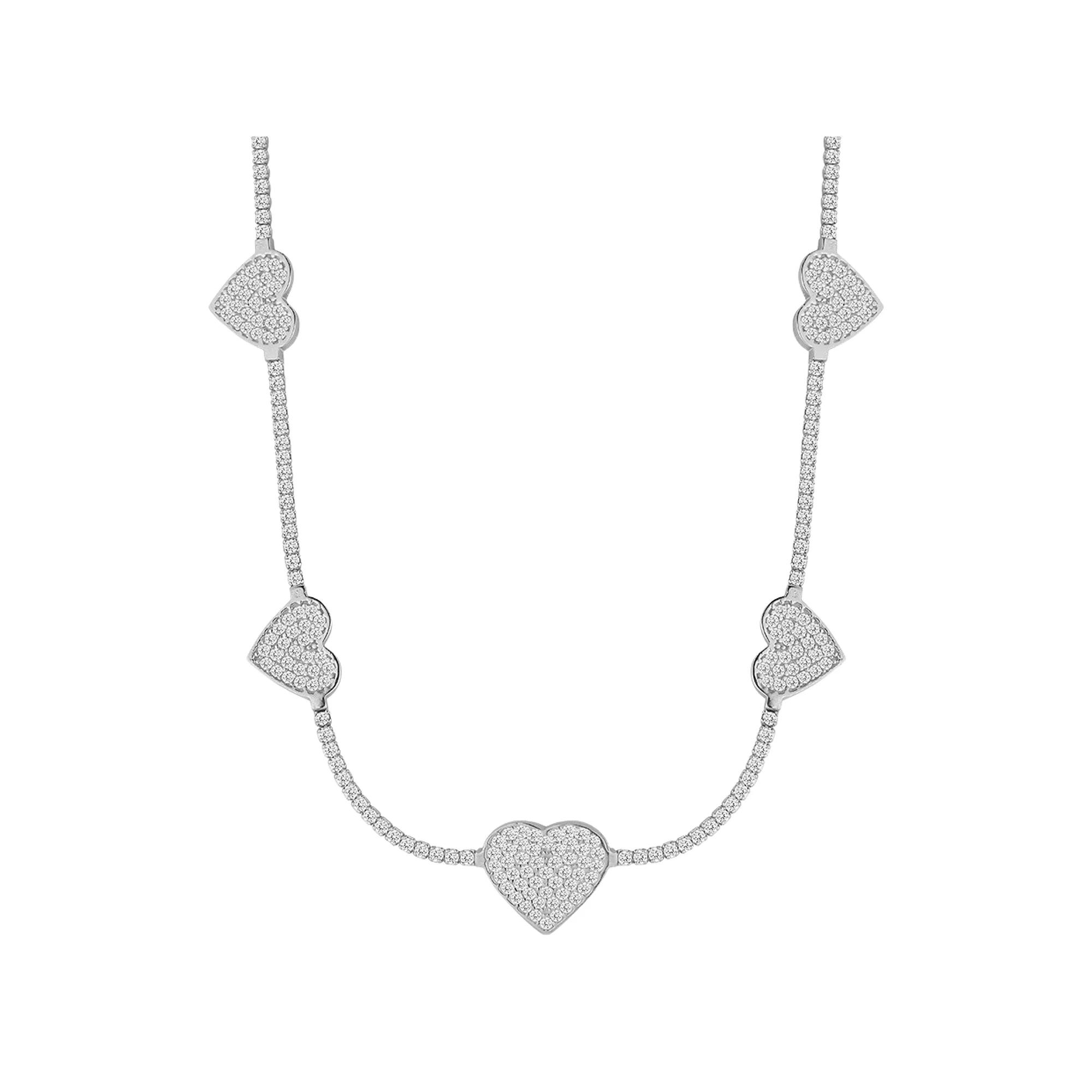 Sunkissed Sterling 14k Gold over Silver CZ Heart Tennis Choker Necklace, Women's, Size: 15", Gold Tone Product Image