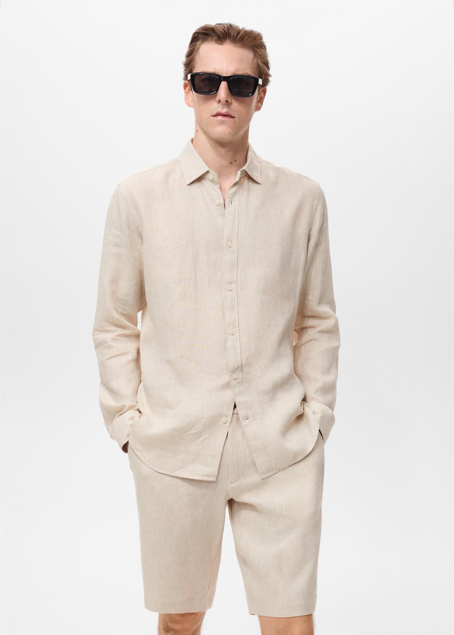 Linen 100% shirt - Men | MANGO USA Product Image