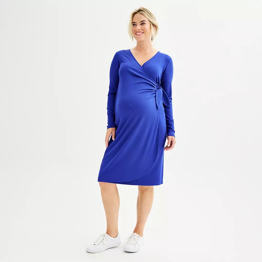 Maternity Sonoma Goods For Life® Knit Wrap Dress, Women's, Size: XL-Mat, Wicked Blue Product Image