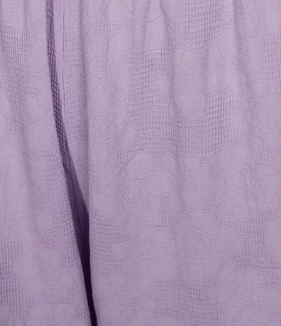 Bryn Walker Plus Size Jacquard Cotton Floral Wide Leg Pocketed Pull-On Cropped Coordinating Pants Product Image