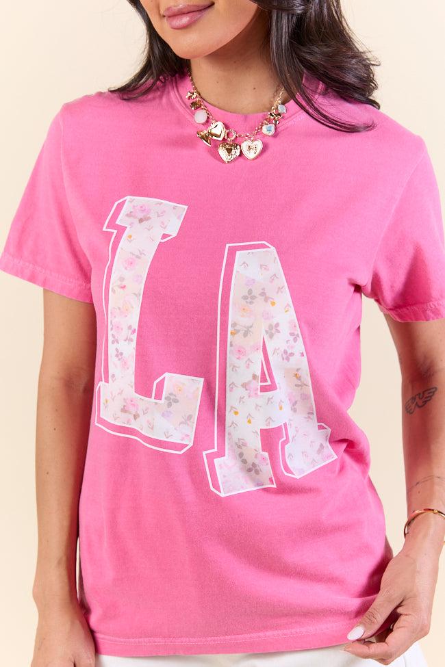 LA Floral Printed Berry Graphic Tee Product Image