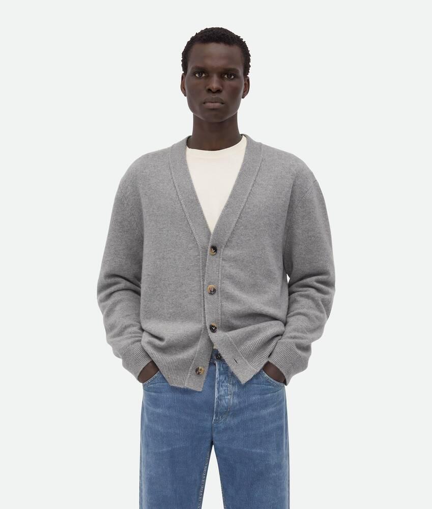 Men's Cashmere Cardigan in Light grey melange Product Image
