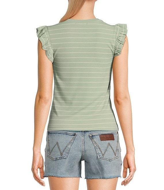 Evolutionary Striped Ruffle Short Sleeve Top Product Image
