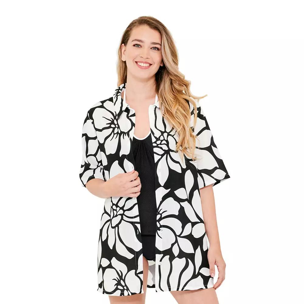 Women's Freshwater Beach Shirt Swim Cover Up, Size: Medium, Flor  Mar Product Image