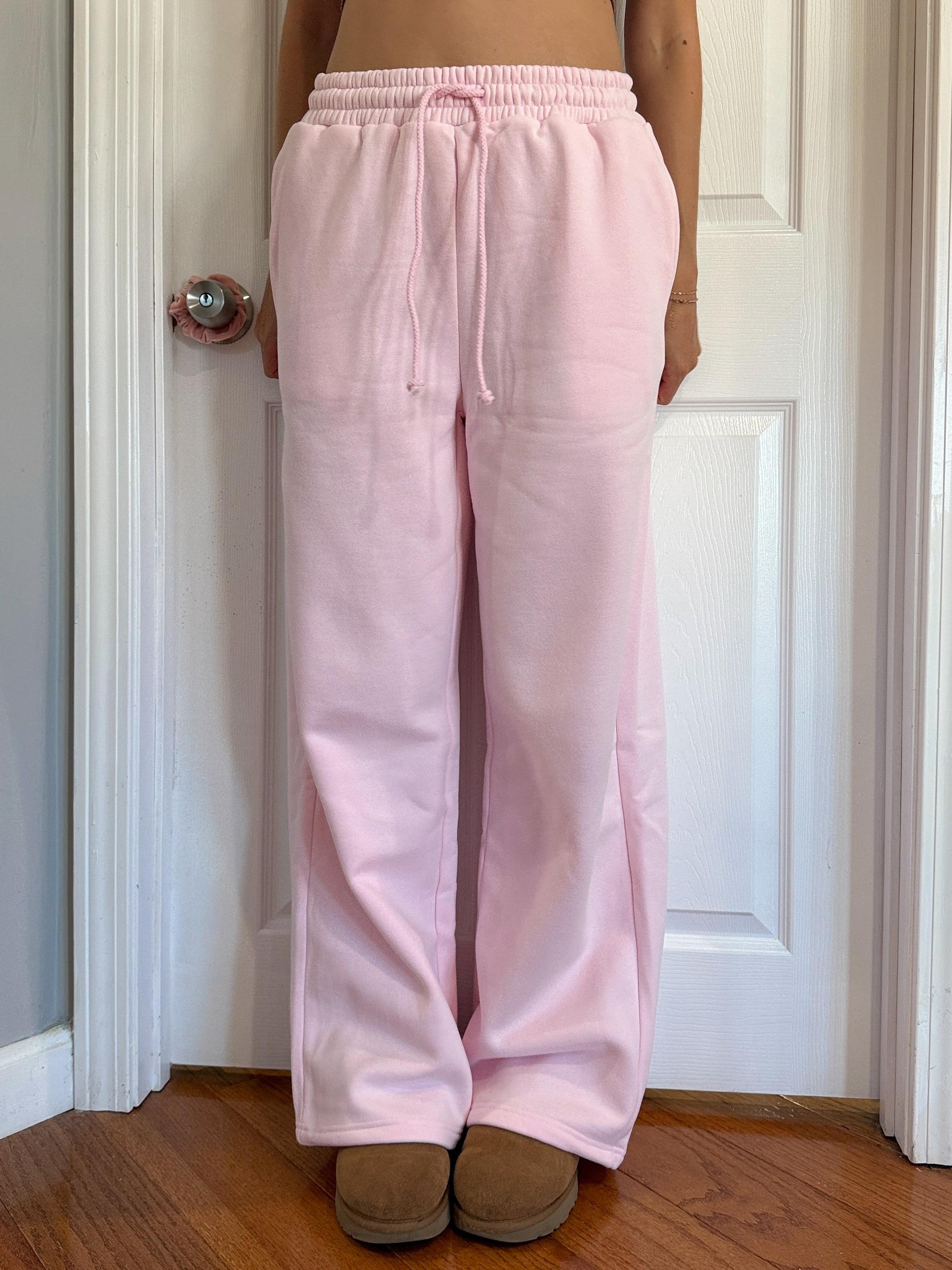 Light Pink Basic Blank Flare Sweatpants Product Image