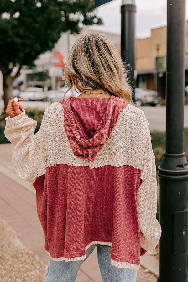 Peaceful Moment Knit Hoodie in Aurora Red Product Image