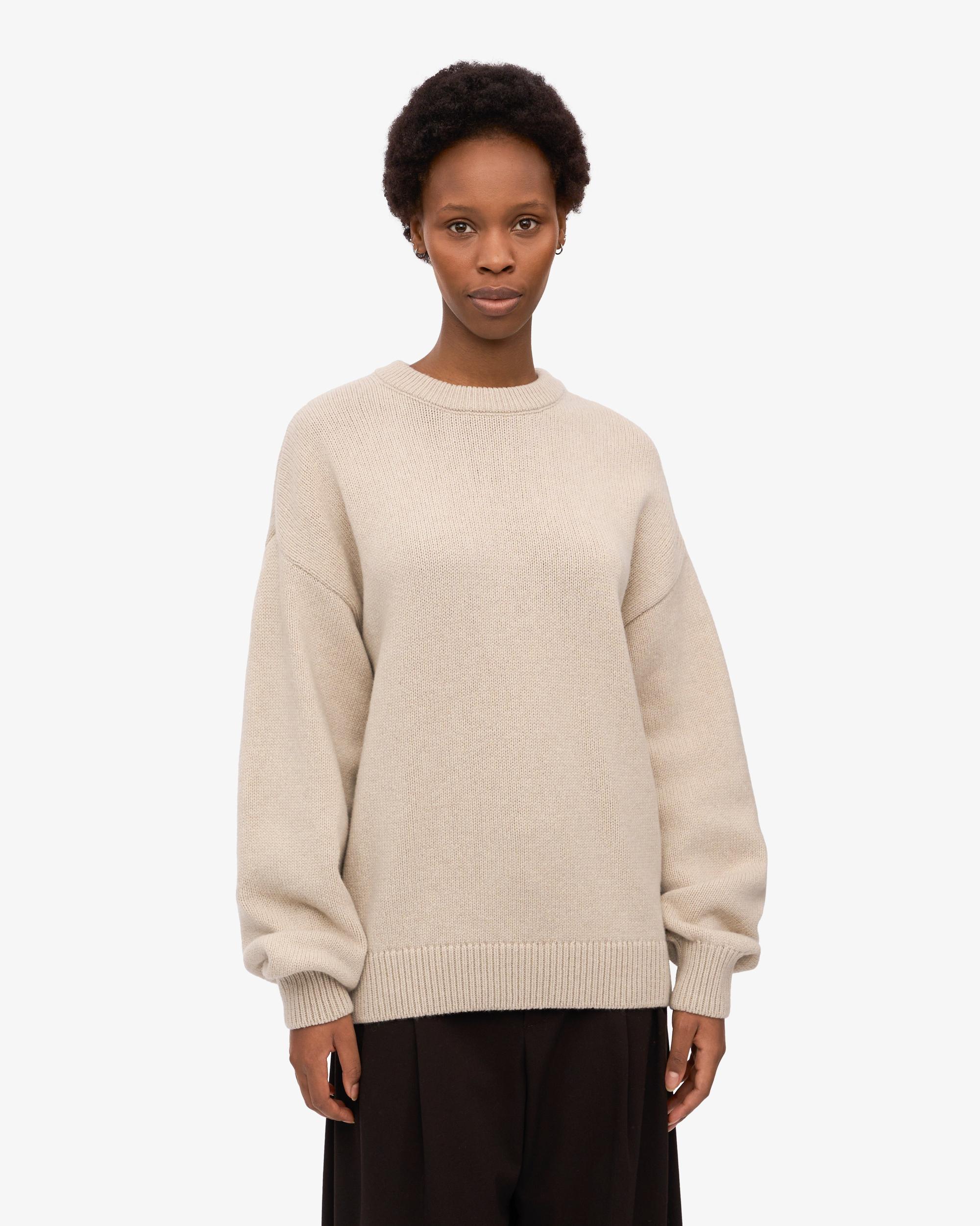 Oversized Merino Wool Crew - Ivory White Product Image