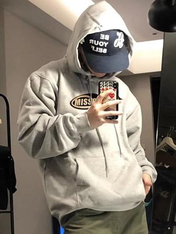 Men's Hip Pop Letter Print Oversized Hoodie Product Image
