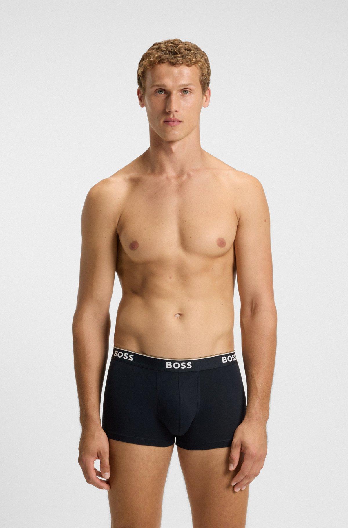 Three-pack of logo-waistband trunks in stretch cotton Product Image