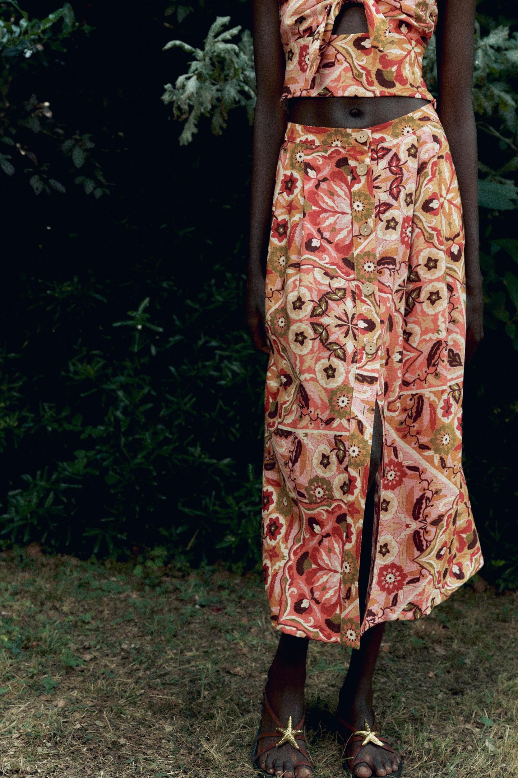 PRINTED RUSTIC MIDI SKIRT Product Image