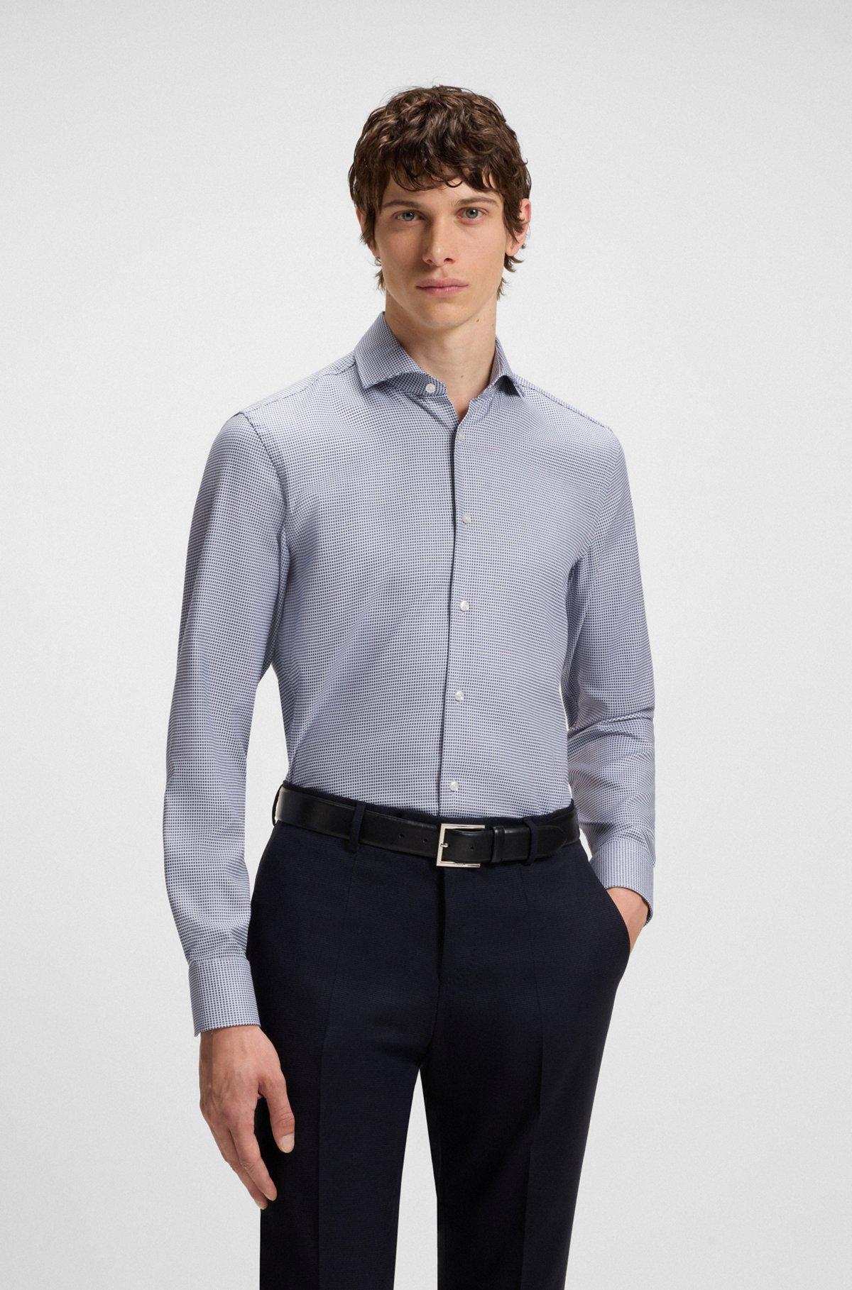 Slim-fit shirt in structured cotton Product Image