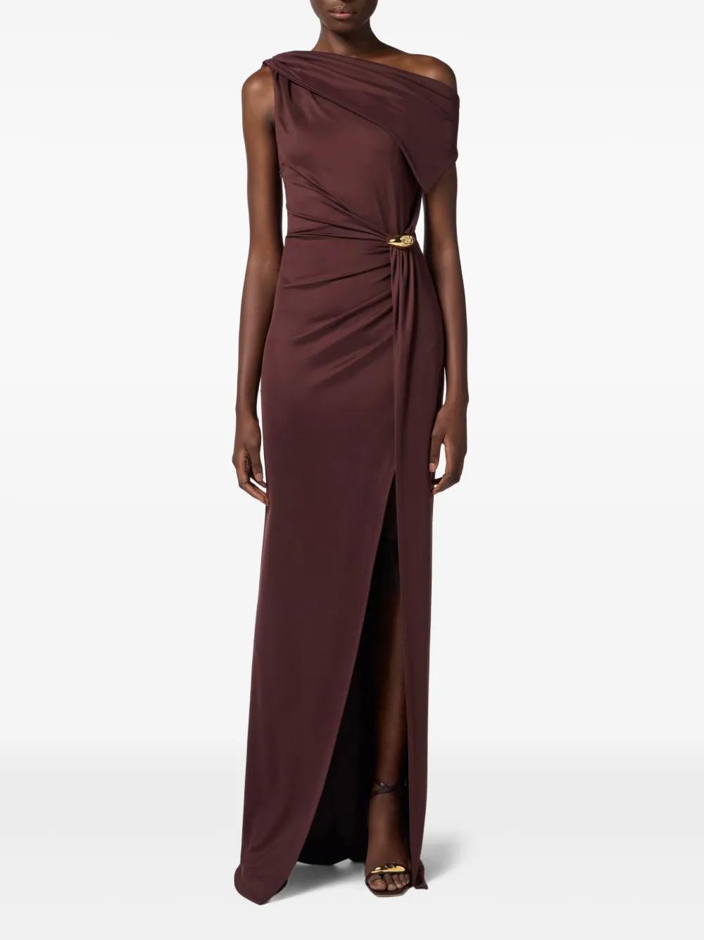 one-shoulder draped gown Product Image