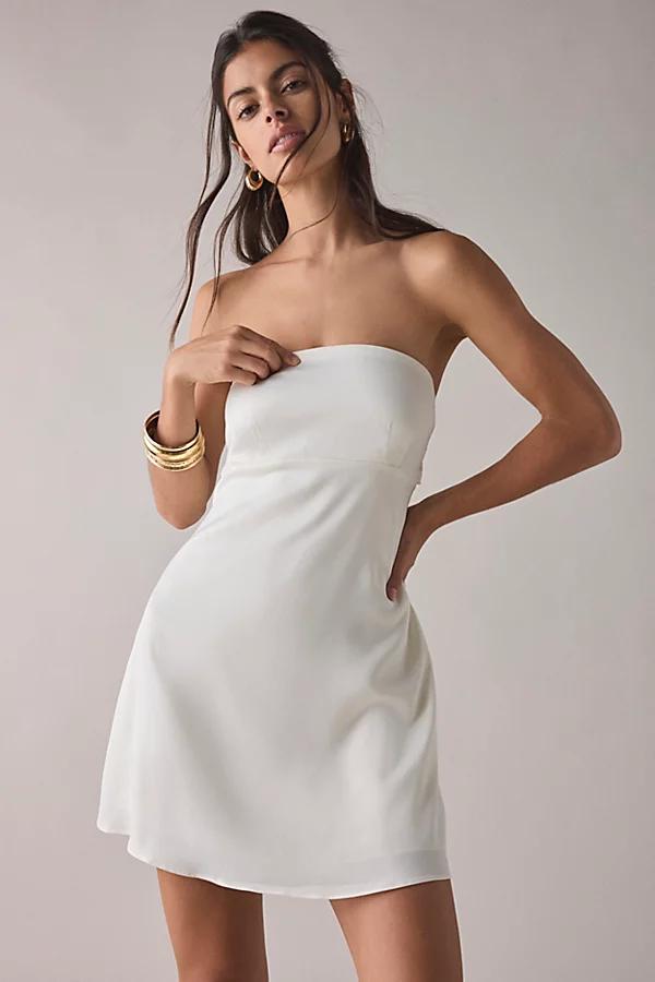 Urban Outfitters UO Mira Strapless Tie-Back Bow Satin Slip Mini Dress Womens at Urban Outfitters Product Image