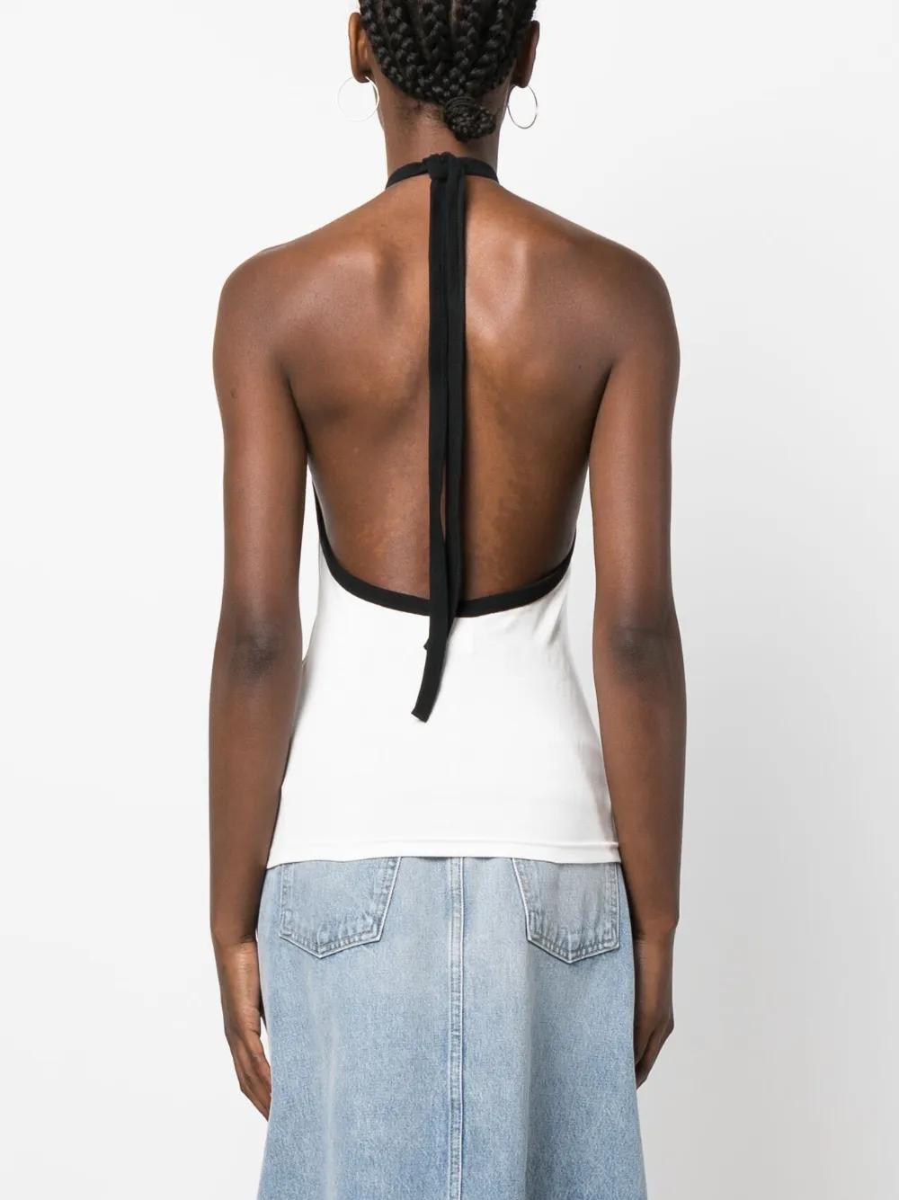 embroidered-logo halterneck top Product Image