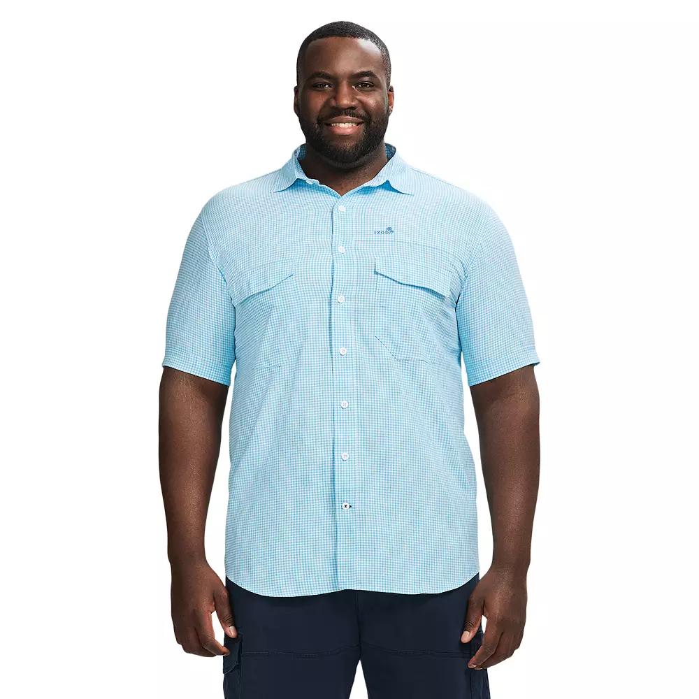 Big & Tall IZOD Sunshield Performance Woven Short Sleeve Button-Down Shirt, Men's, Size: Large Tall, Aquarius Gingham Product Image
