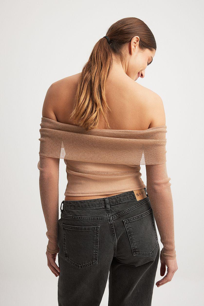 Off Shoulder Mesh Glitter Top Product Image