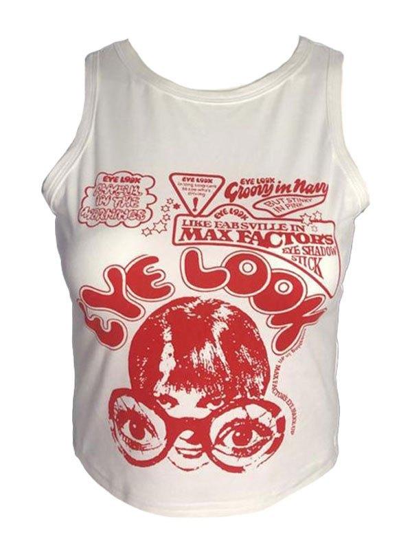 Eye Look Graphic Crop Tank Top Product Image