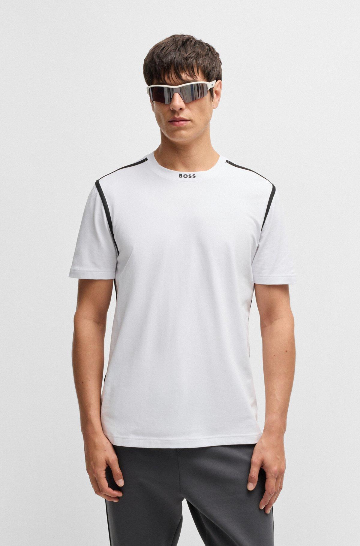 Stretch-cotton T-shirt with tape trims Product Image