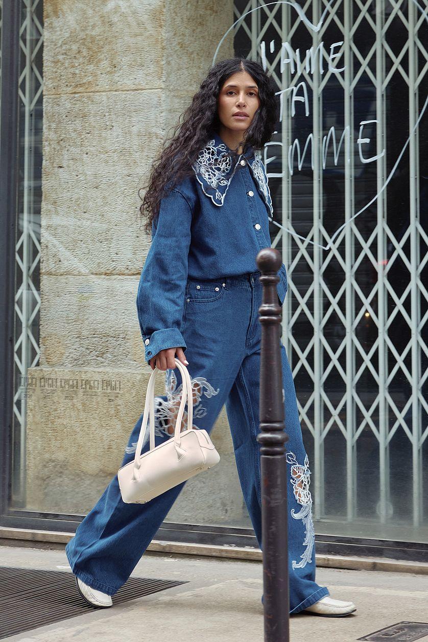 Lace Detail Denim Shirt Product Image