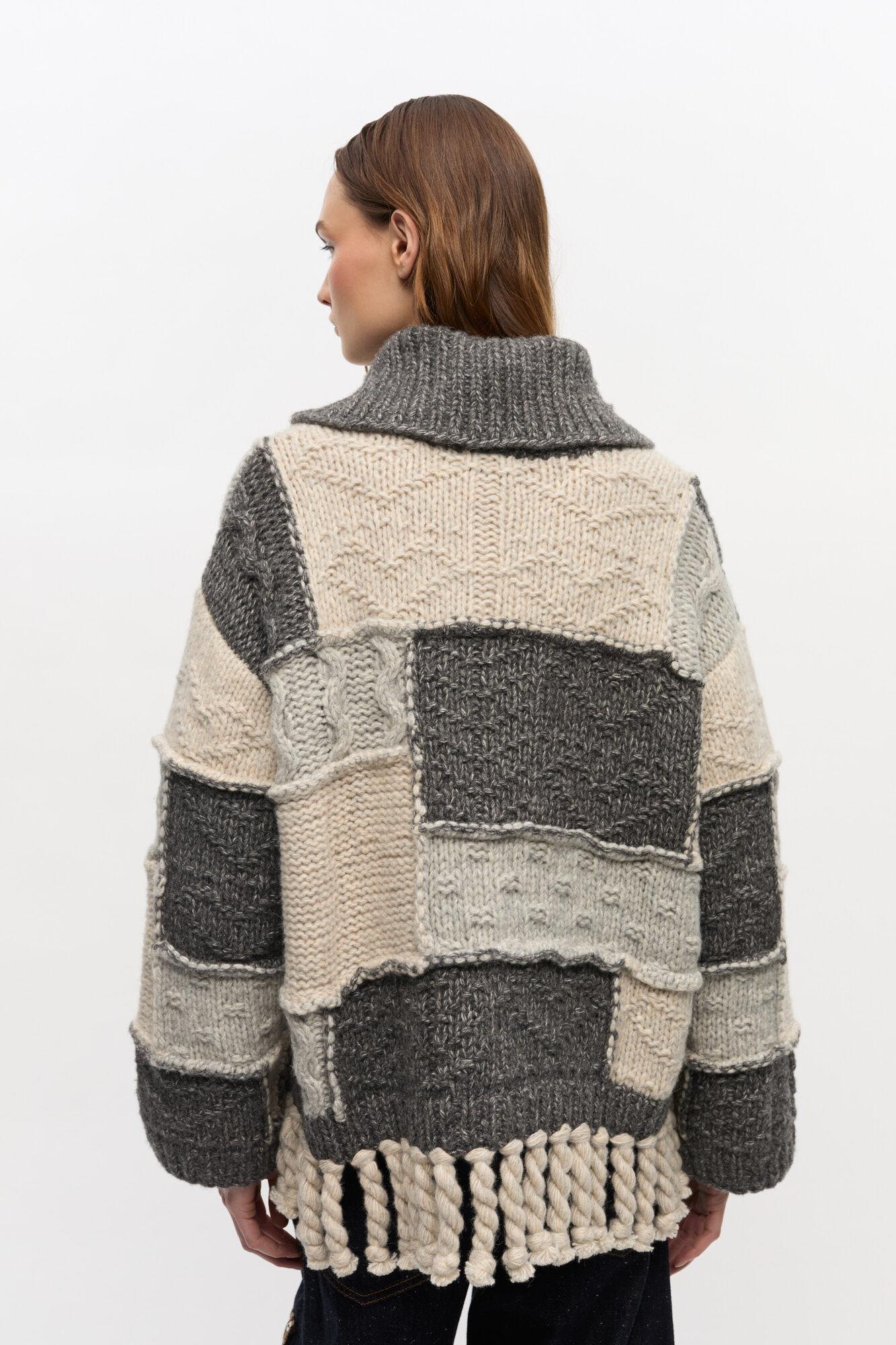 Patchwork Fringe Sweater Product Image