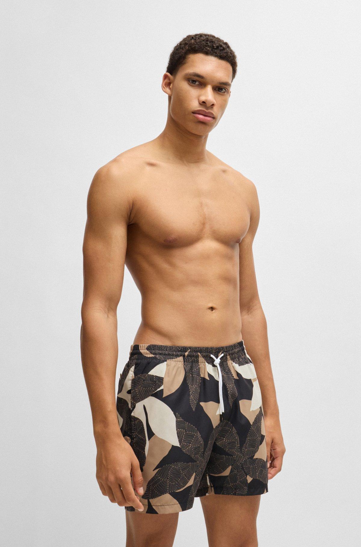 BOSS - Fully lined swim shorts with seasonal print - Light Beige Product Image