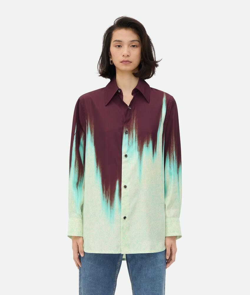 Women's Viscose Degrade Petal Print Shirt in Burgundy/mint Product Image