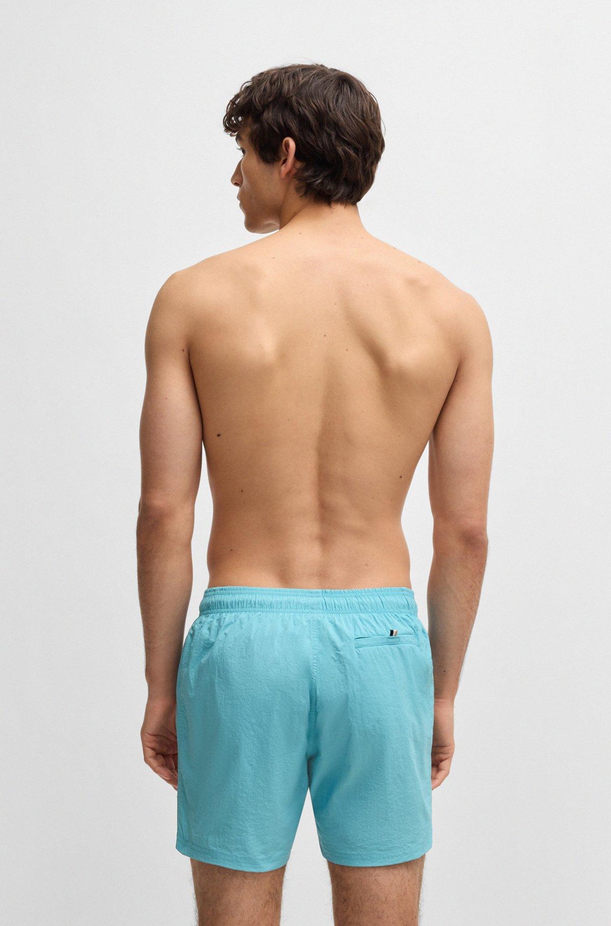 BOSS - Contrast-logo swim shorts in quick-drying fabric - Light Blue Product Image
