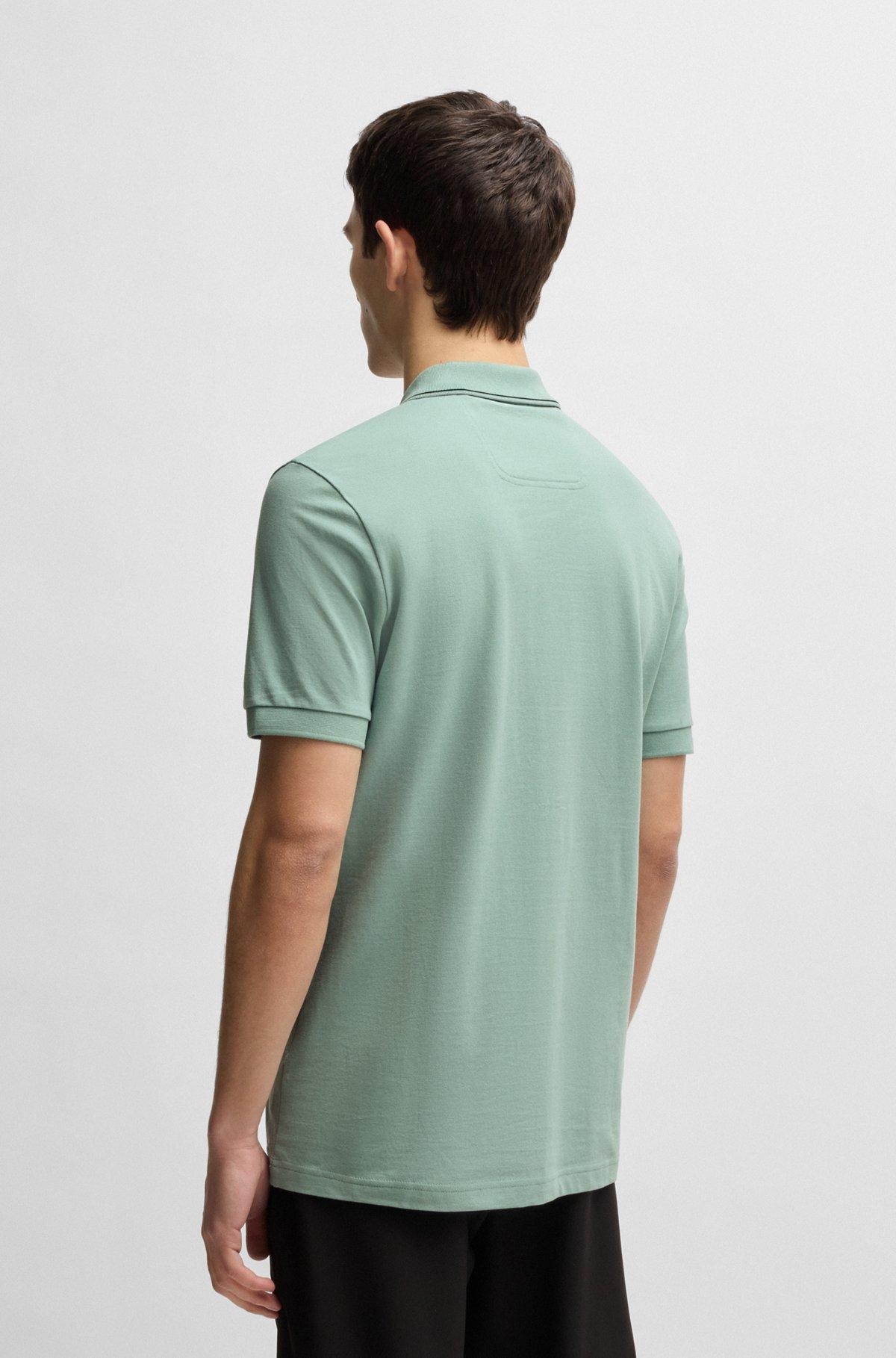 BOSS - Cotton-piqué slim-fit polo shirt with tonal logo - Light Green Product Image