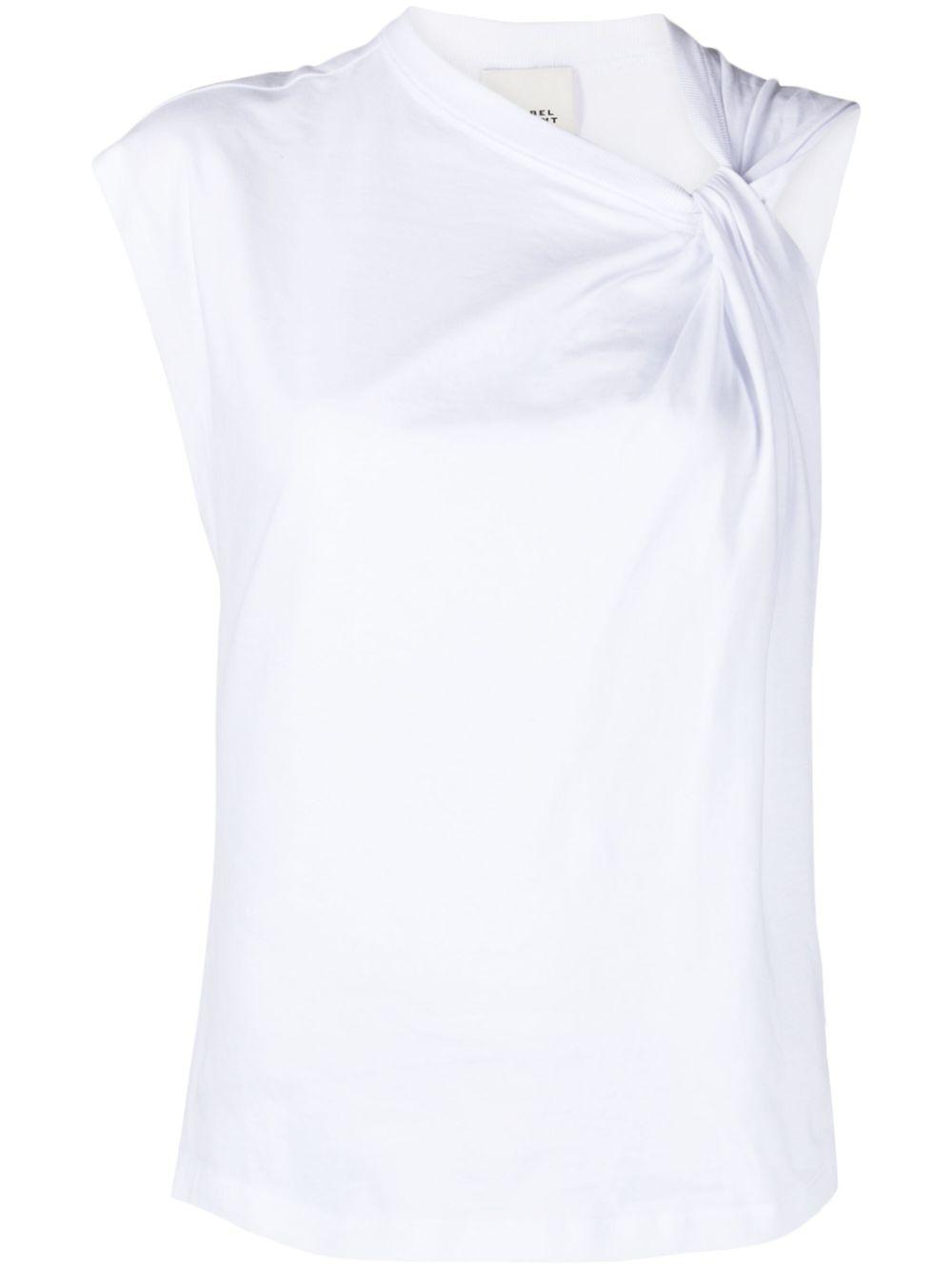 ISABEL MARANT Cap Sleeves Knot-detail Cotton Top In White Product Image