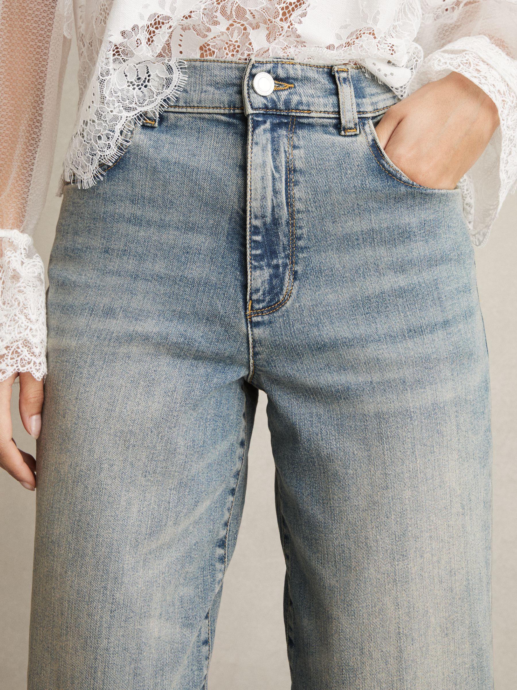 Petite Barrel-Leg Dart Jeans in Light Blue Product Image