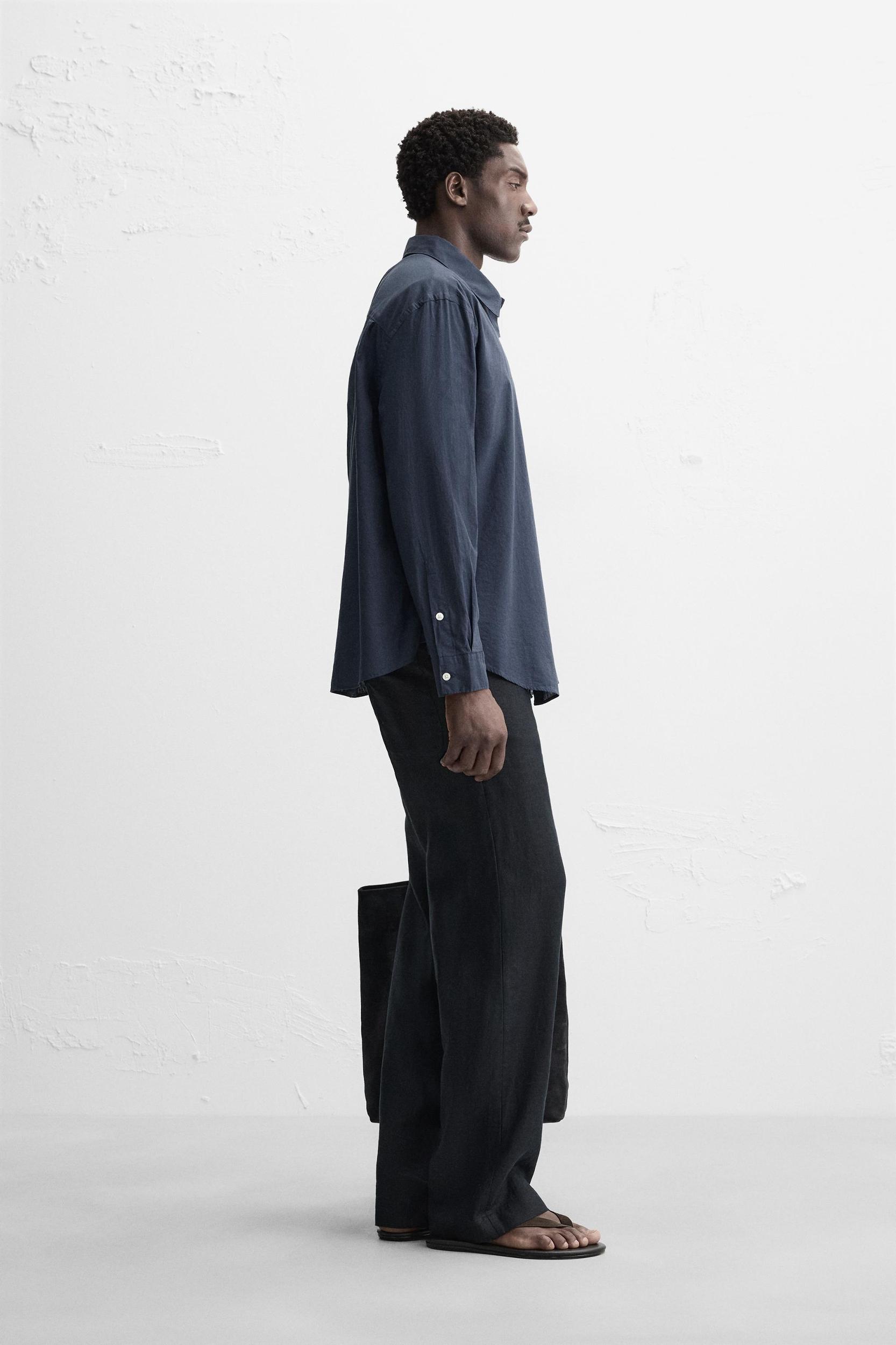STRAIGHT FIT 100% LINEN PANTS Product Image