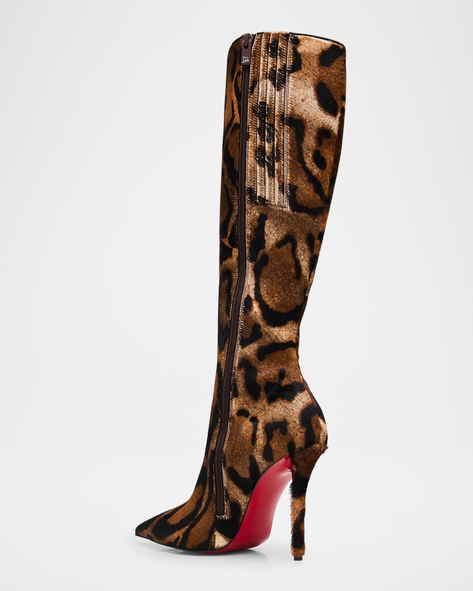 Miss Z Botta Cheetah Calf Hair Knee-High Stiletto Boots Product Image