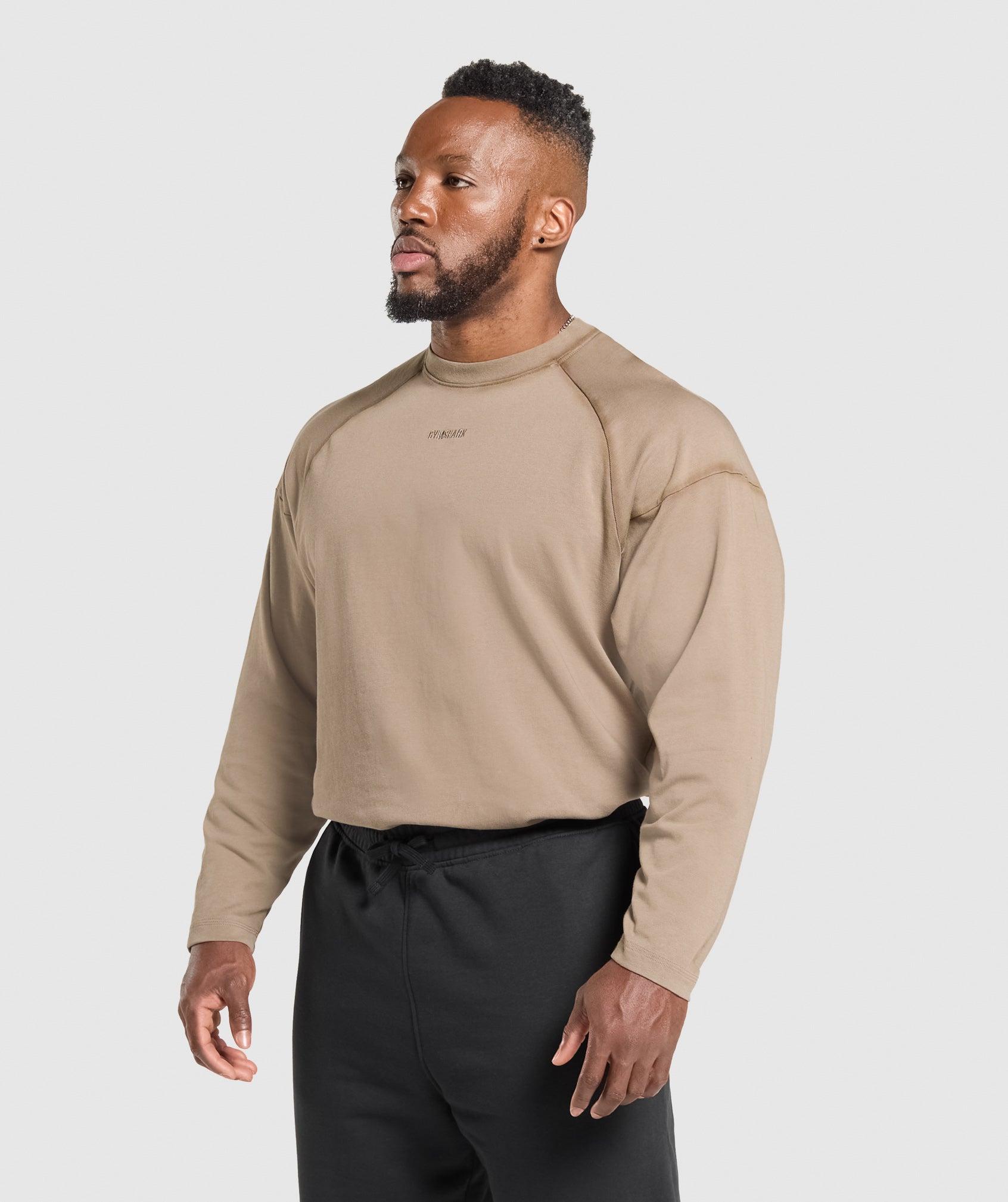 Gymshark Heavyweight Long Sleeve T-Shirt - Lifestyle Brown Male Product Image