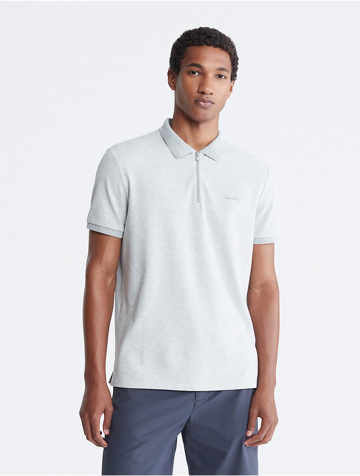 Calvin Klein Mens Tech Pique Zip Polo Shirt - Grey Product Image