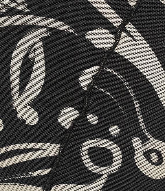 Slim Factor by Investments Plus Size Kiki Paisley Print Crew Neck Long Sleeve Ruffled Hem Lined Top Product Image