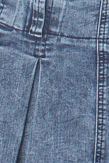 Low Rise Denim Pleated Mini Skort Product Image