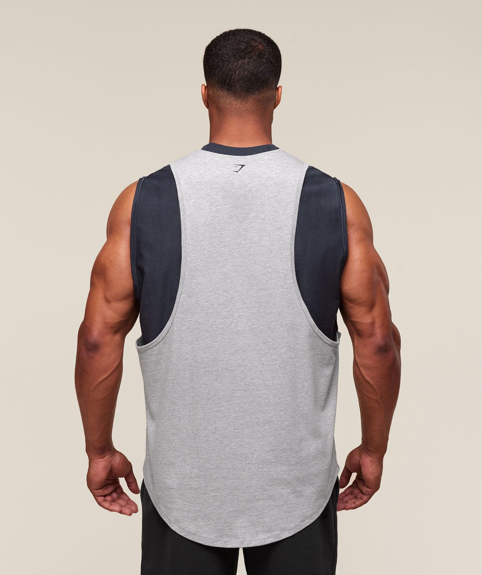 Gymshark GSLC 2in1 Reversible Tank - Light Grey Core Marl/Heavy Blue Male Product Image
